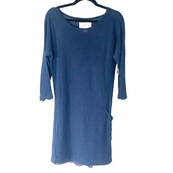 New Brochu Walker Navy Blue Knit Cotton Dress Size Small - Picture 1 of 6
